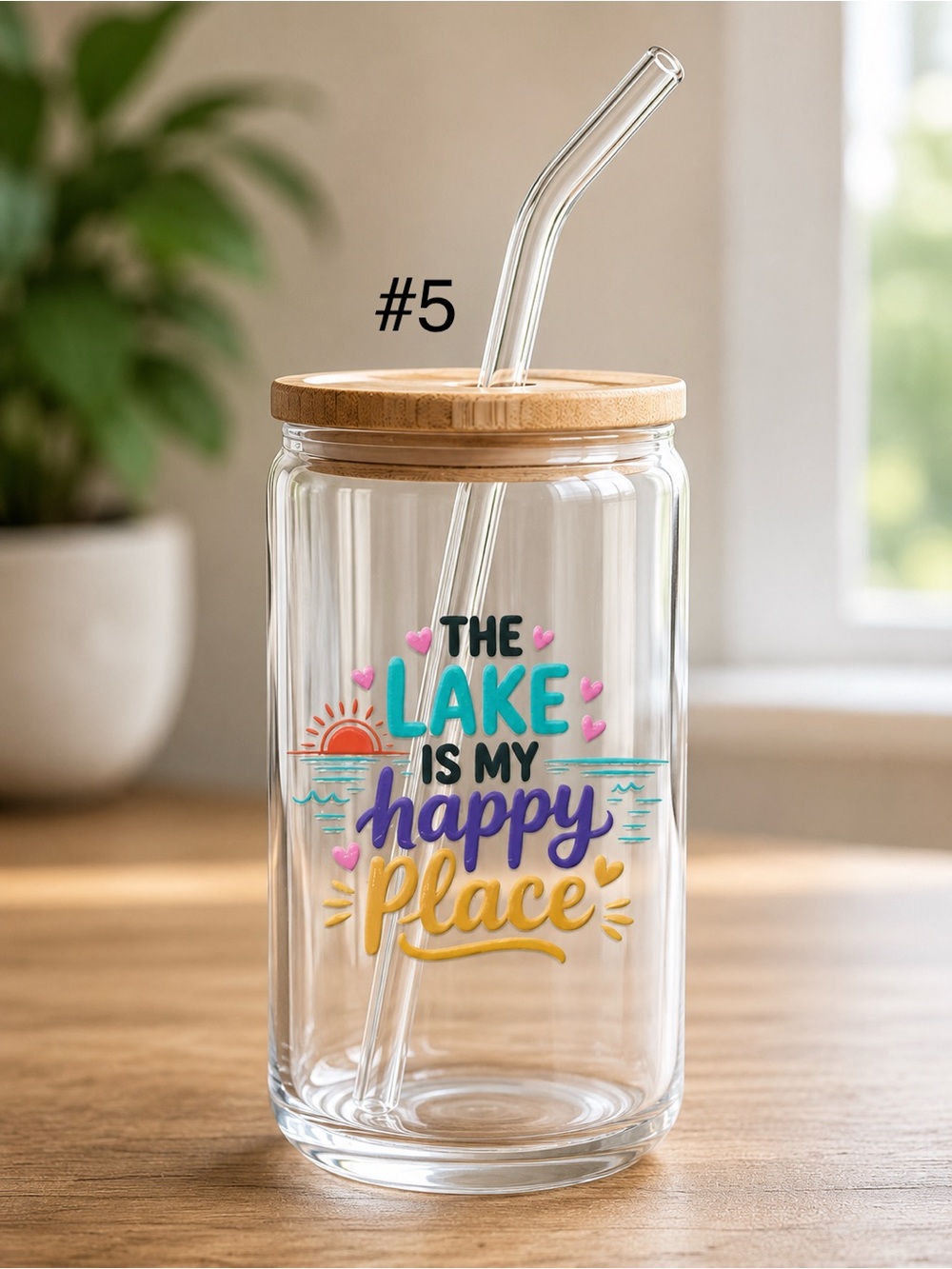 *Buy now lake life/boaters 16 ounce glass tumbler with bamboo lid and straw - Picture 5 of 13